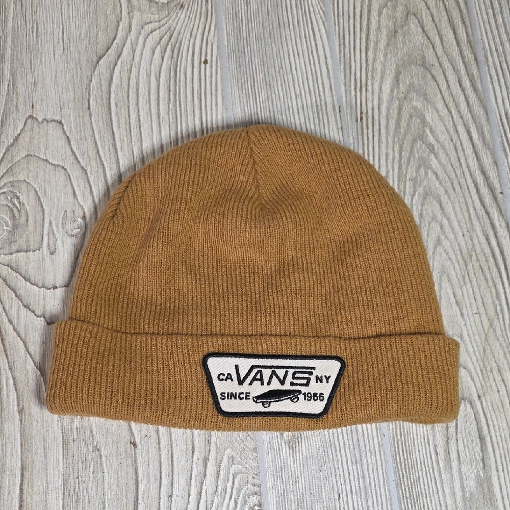 Vans Milford Beanine Brown Knit Hat With Logo Patch Adult One Size